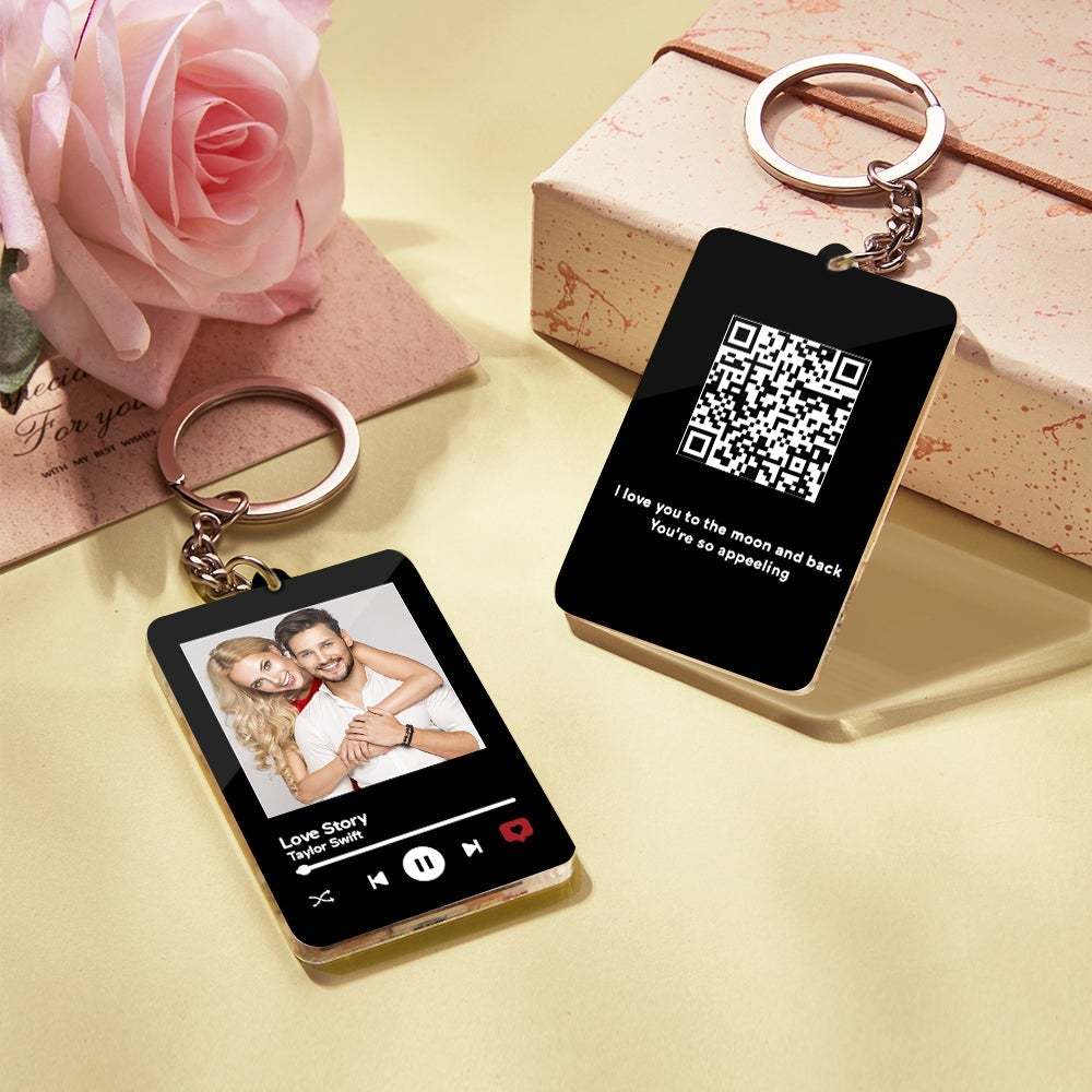 Personalized Keychain Scannable QR Code Keychain Submit Your Favorite Video Valentine's Day Gift - 