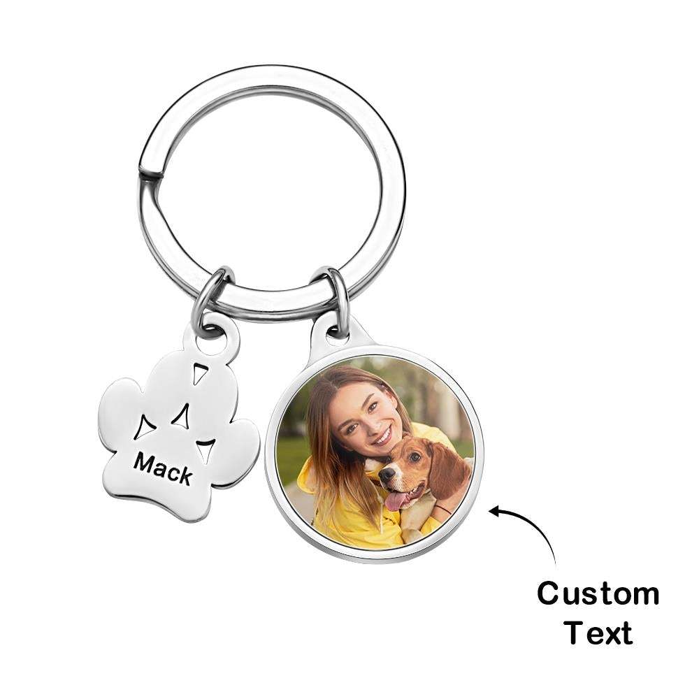 Custom Photo Engraved Keychain Dog Paw Keychain Gift for Dog Lover -