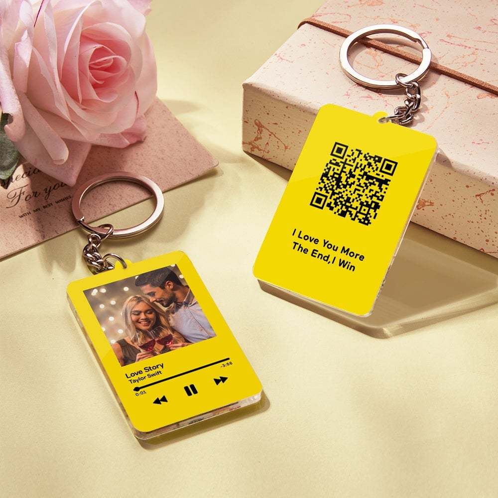 Personalized Keychain Scannable QR Code Customized Video and Photo Keychain Valentine's Day Gift - 