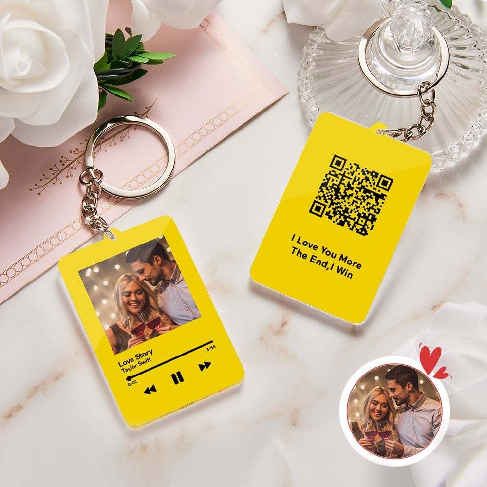 Personalized Keychain Scannable QR Code Customized Video and Photo Keychain Valentine's Day Gift - 