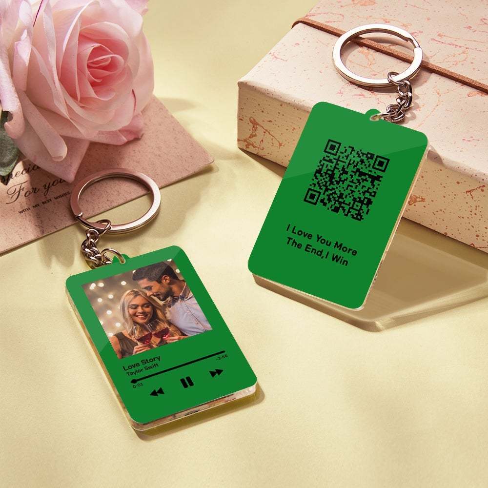 Personalized Keychain Scannable QR Code Customized Video and Photo Keychain Valentine's Day Gift - 