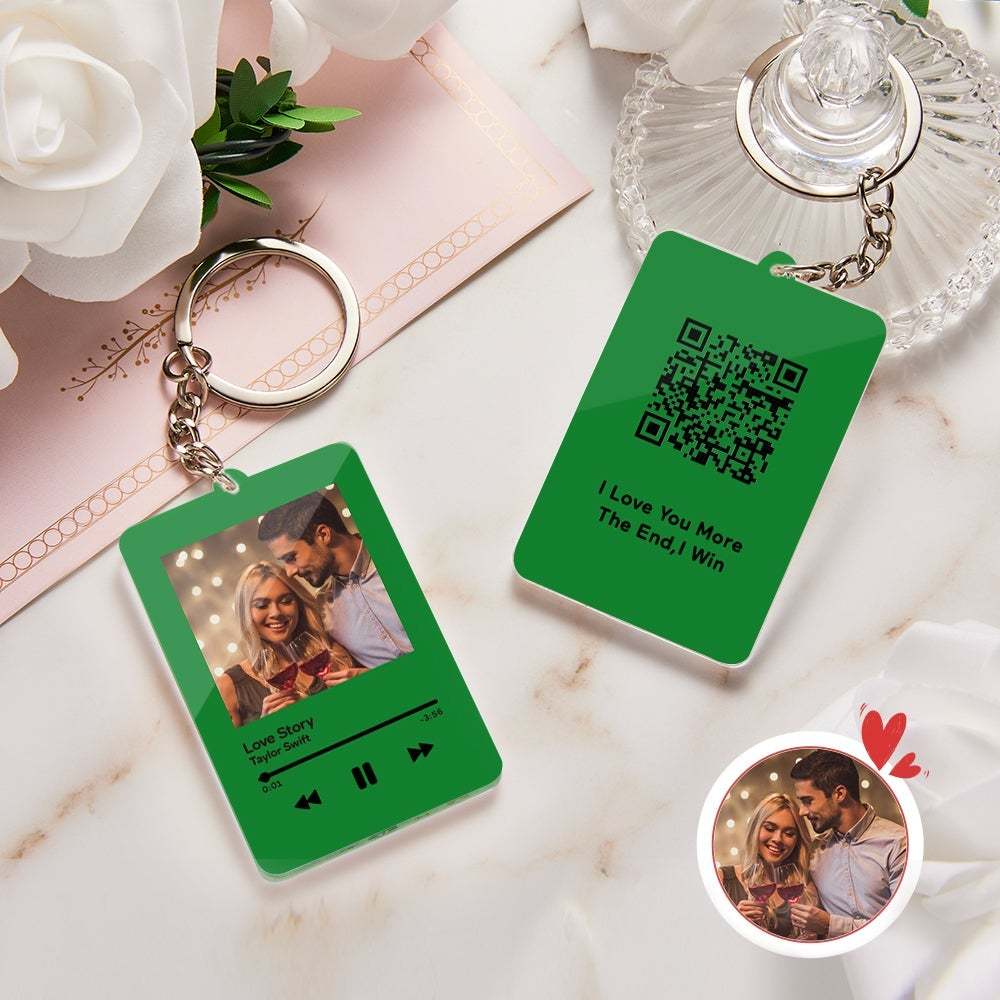 Personalized Keychain Scannable QR Code Customized Video and Photo Keychain Valentine's Day Gift - 