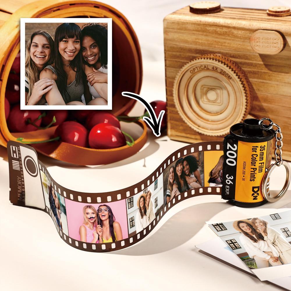 5 Pics Custom Photo Camera Roll Keychain with Pictures Customized Photo Gifts for Friend -