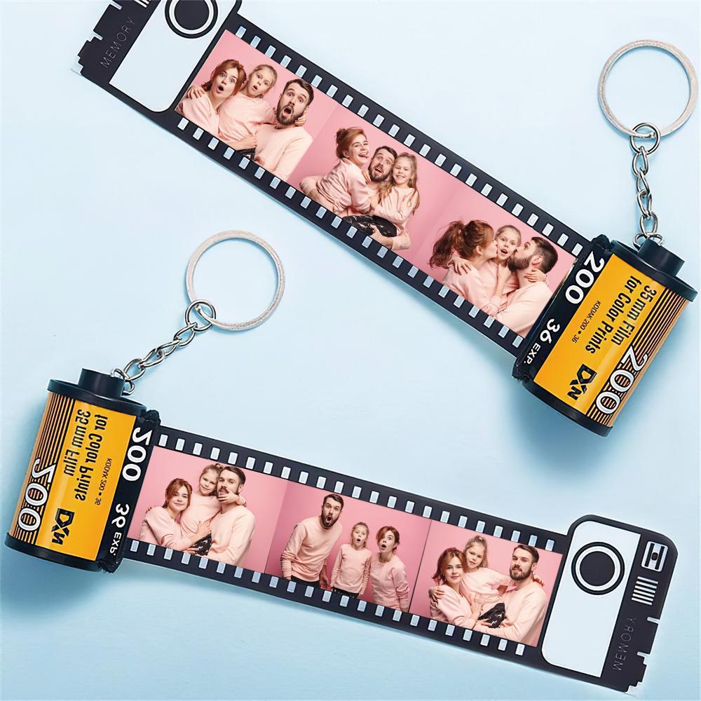 5 Pics Custom Photo Camera Roll Keychain with Pictures Customized Photo Family Gifts - 