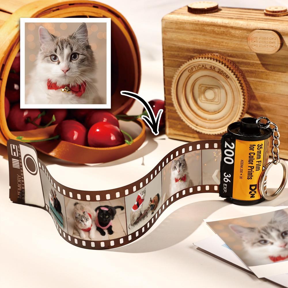 5 Pics Custom Photo Camera Roll Keychain with Pictures Customized Photo Gifts for Pet -