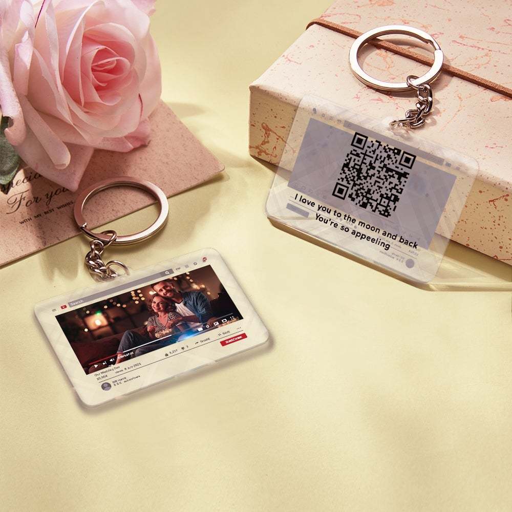 Personalized Keychain YouTube Video QR Code Keychain Scannable QR Code Submit Your Favorite Video Valentine's Day Gift -