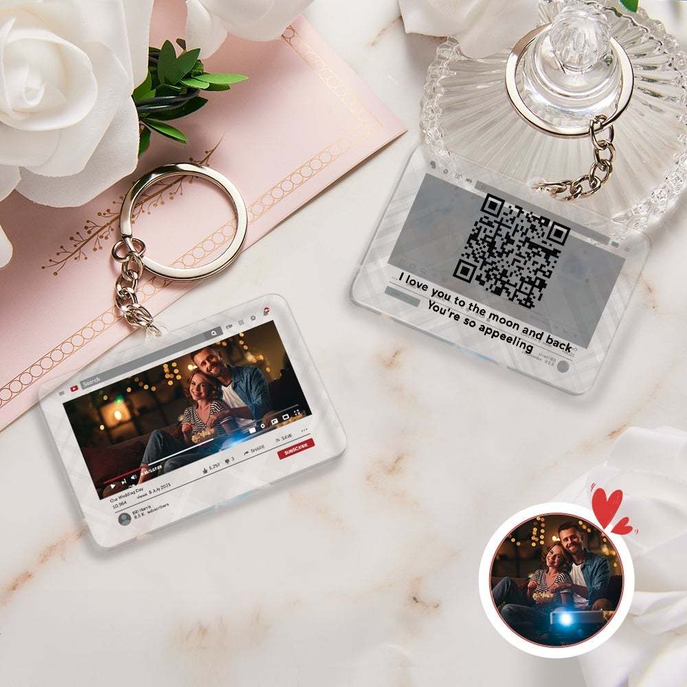 Personalized Keychain YouTube Video QR Code Keychain Scannable QR Code Submit Your Favorite Video Valentine's Day Gift -