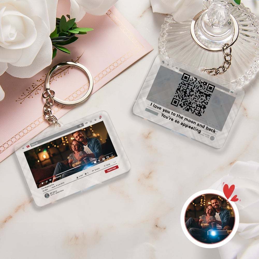 Personalized Keychain YouTube Video QR Code Keychain Scannable QR Code Submit Your Favorite Video Valentine's Day Gift - 