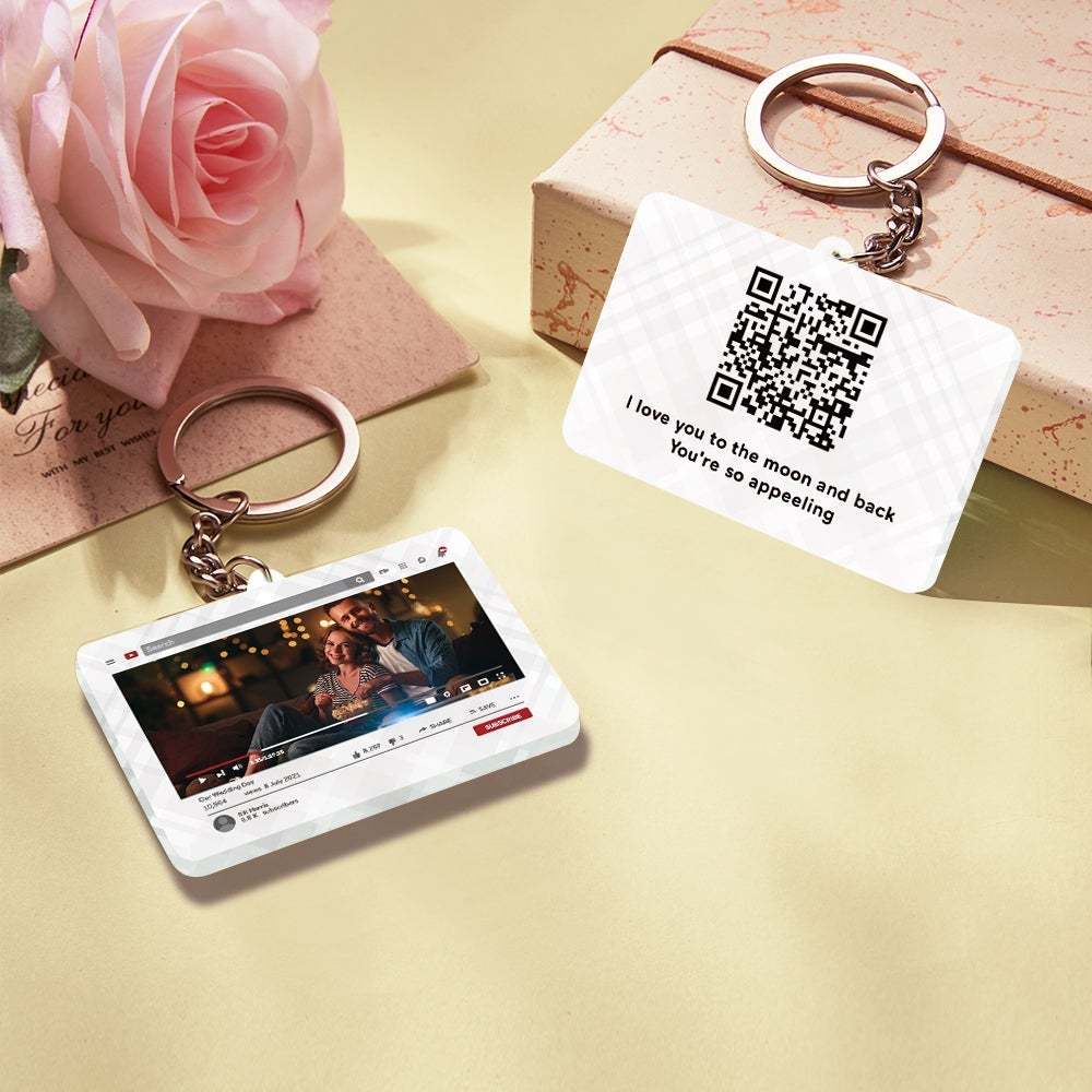 Personalized Keychain YouTube Video QR Code Keychain Scannable QR Code Submit Your Favorite Video Valentine's Day Gift - 