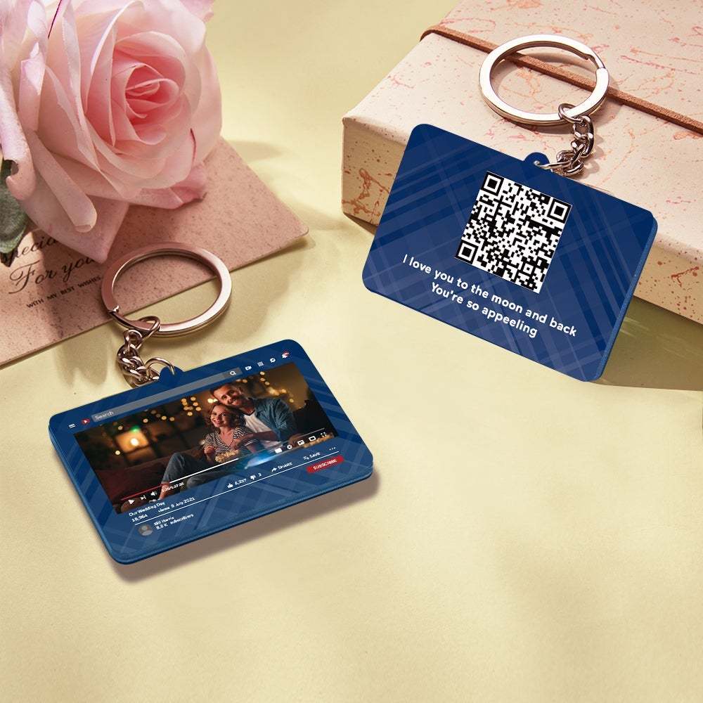 Personalized Keychain YouTube Video QR Code Keychain Scannable QR Code Submit Your Favorite Video Valentine's Day Gift - 