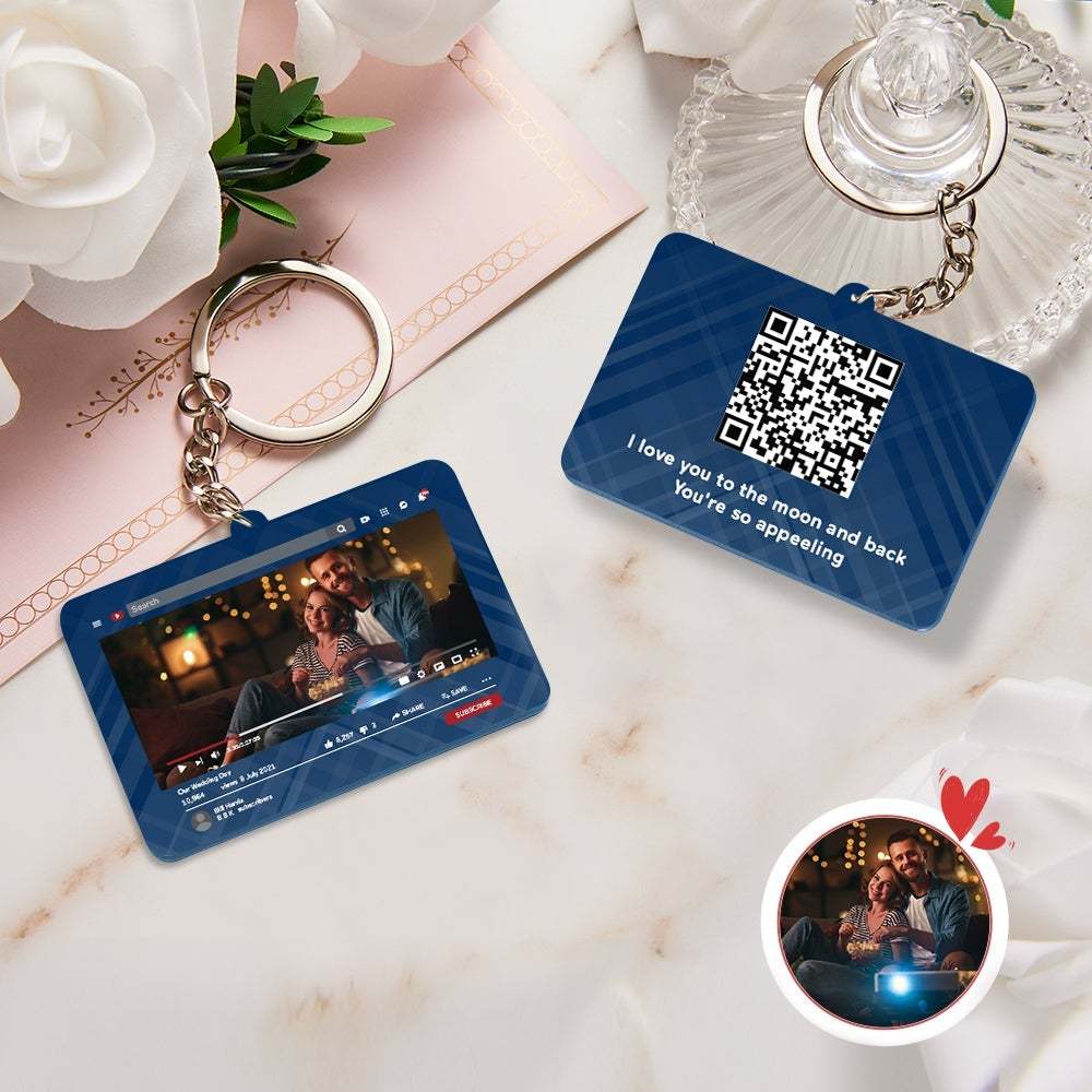 Personalized Keychain YouTube Video QR Code Keychain Scannable QR Code Submit Your Favorite Video Valentine's Day Gift - 