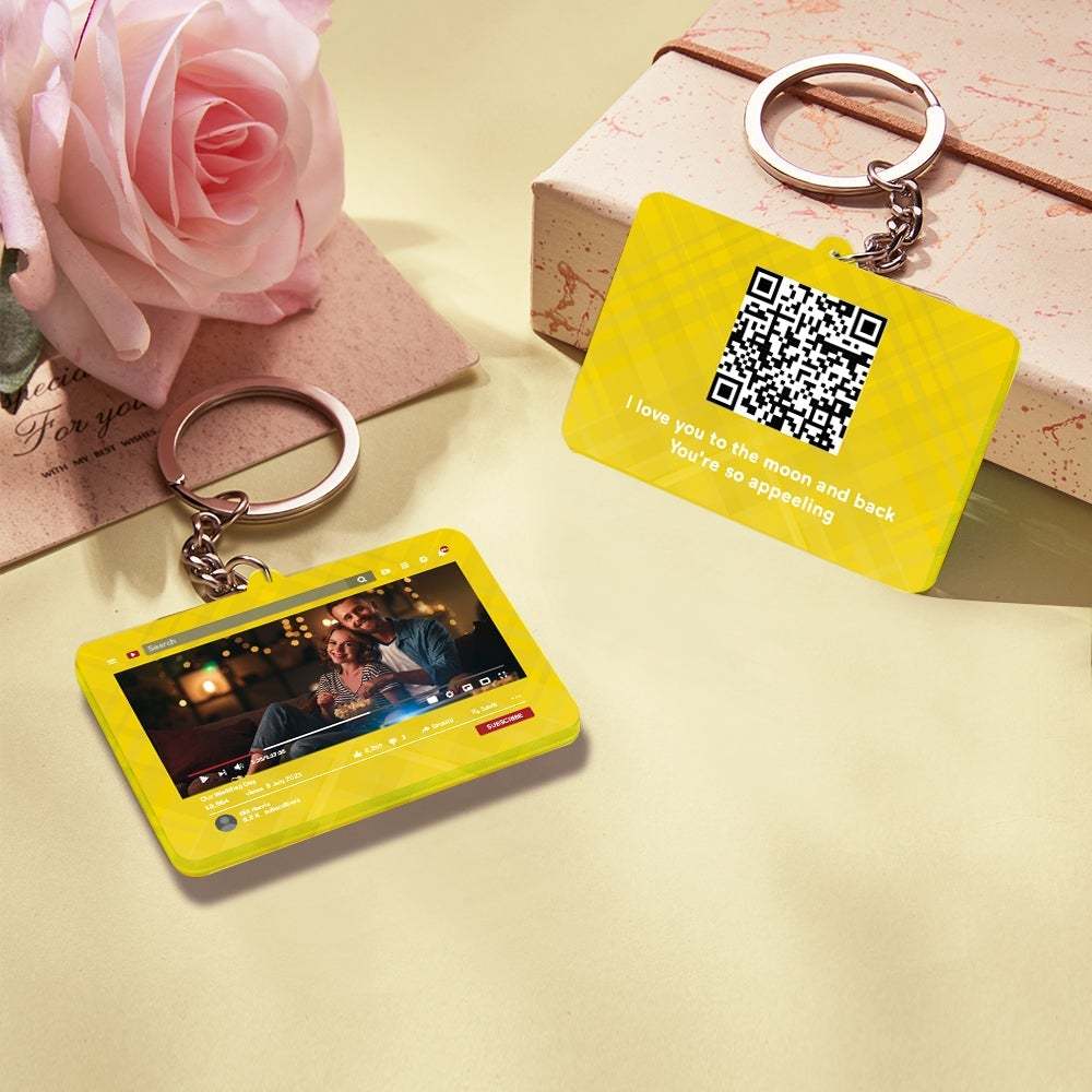 Personalized Keychain YouTube Video QR Code Keychain Scannable QR Code Submit Your Favorite Video Valentine's Day Gift - 