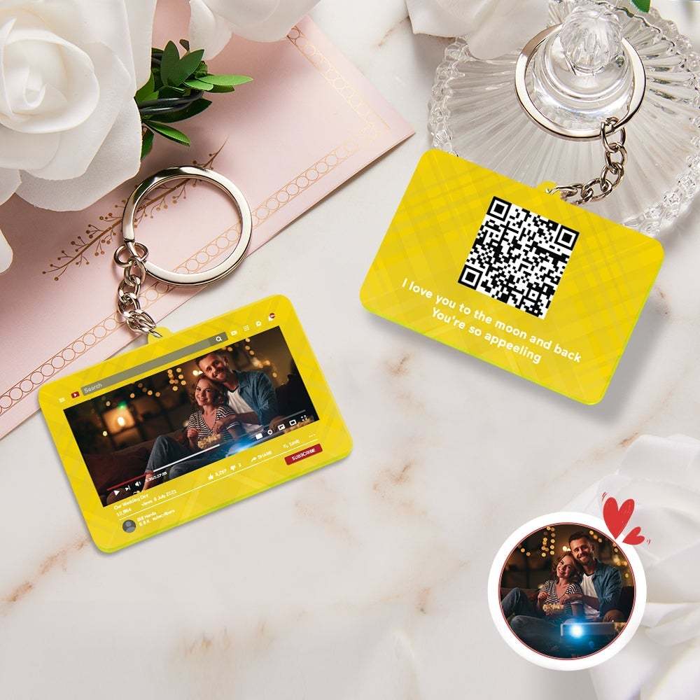 Personalized Keychain YouTube Video QR Code Keychain Scannable QR Code Submit Your Favorite Video Valentine's Day Gift - 