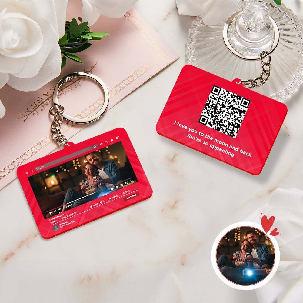 Personalized Keychain YouTube Video QR Code Keychain Scannable QR Code Submit Your Favorite Video Valentine's Day Gift -