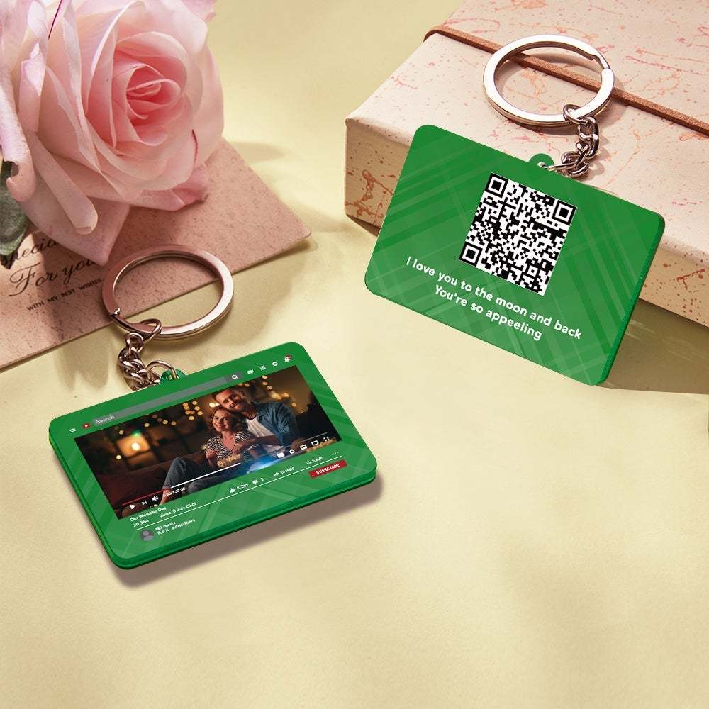 Personalized Keychain YouTube Video QR Code Keychain Scannable QR Code Submit Your Favorite Video Valentine's Day Gift - 