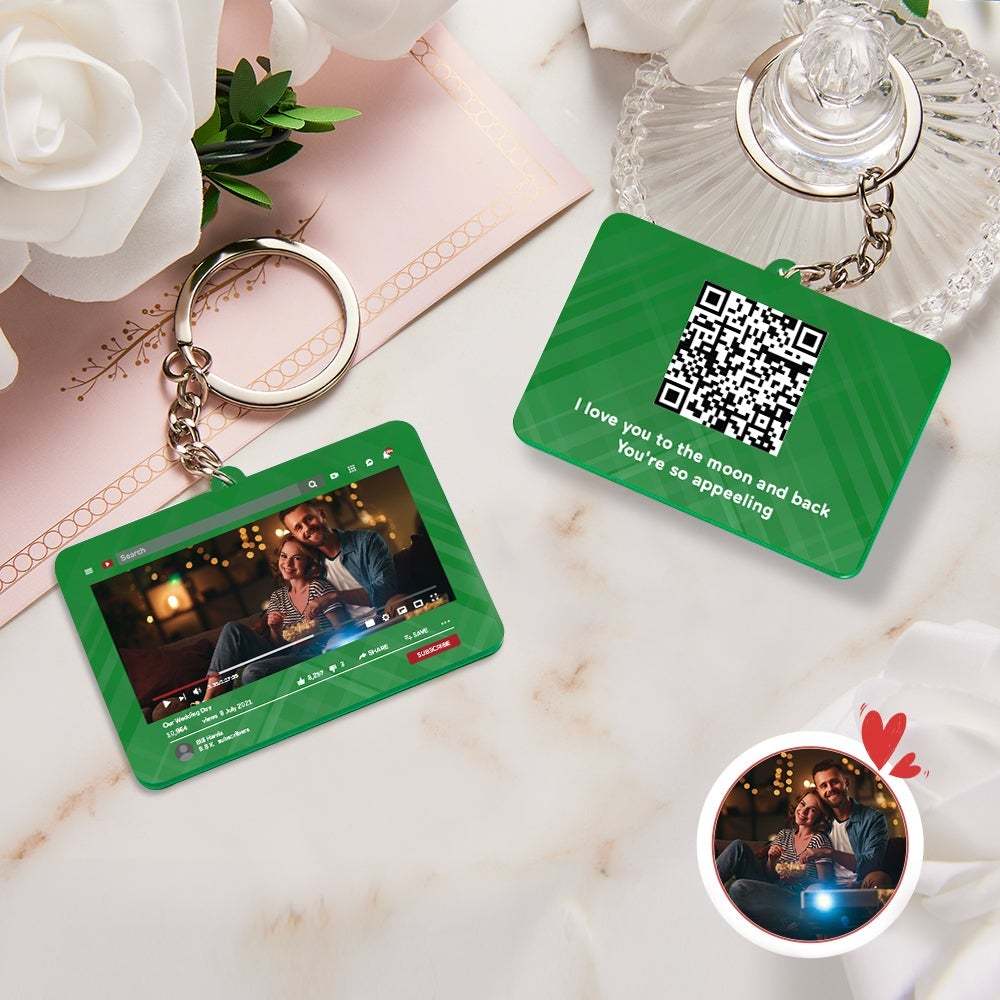 Personalized Keychain YouTube Video QR Code Keychain Scannable QR Code Submit Your Favorite Video Valentine's Day Gift - 