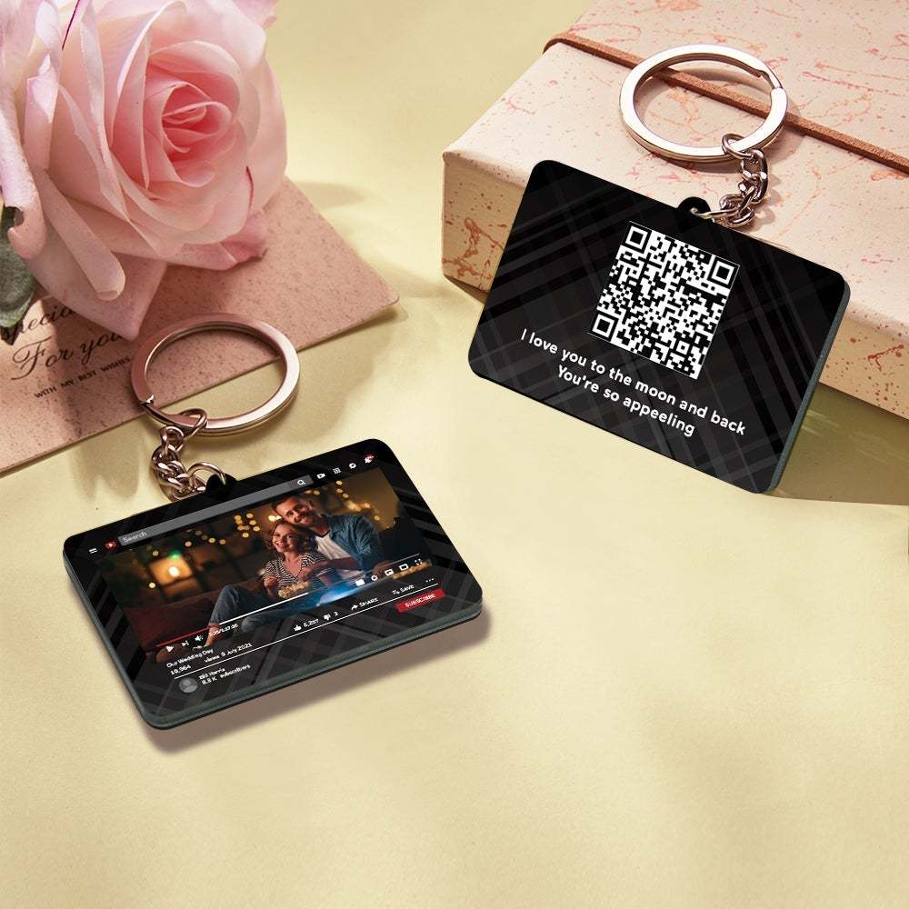 Personalized Keychain YouTube Video QR Code Keychain Scannable QR Code Submit Your Favorite Video Valentine's Day Gift -