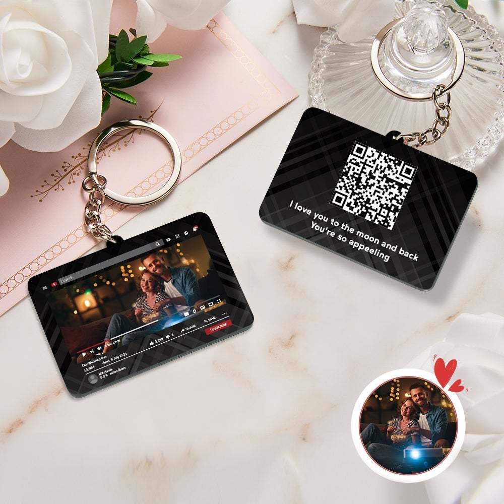Personalized Keychain YouTube Video QR Code Keychain Scannable QR Code Submit Your Favorite Video Valentine's Day Gift -