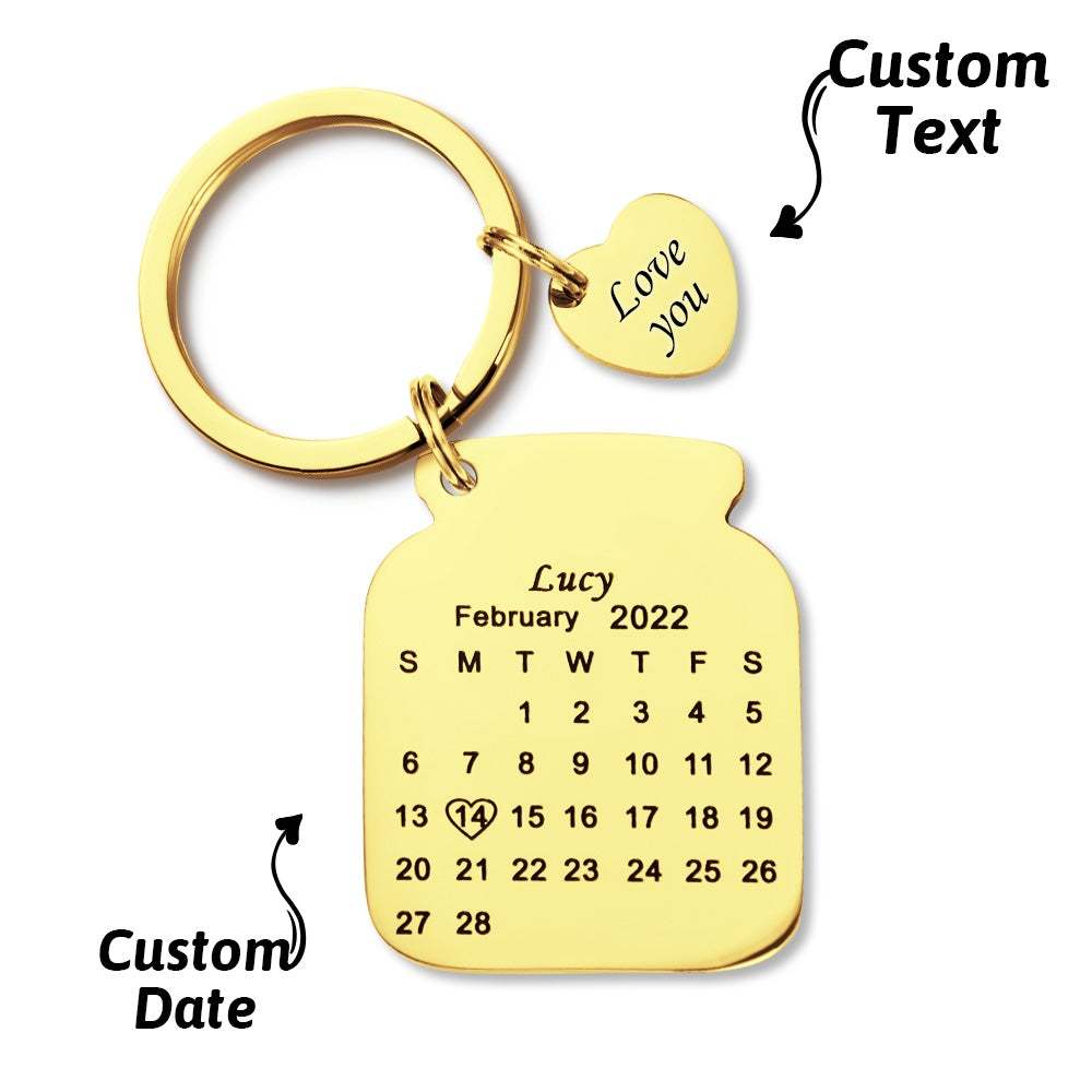 Custom Engraved Bottle Calendar Keychain Save The Date Keychain Birthday Gift - 