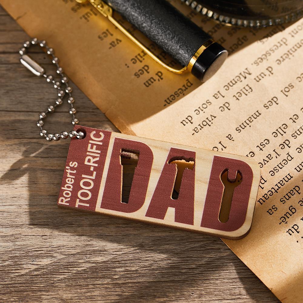 Custom Engraved Keychain with Tool Symbol Gift for Dad - 