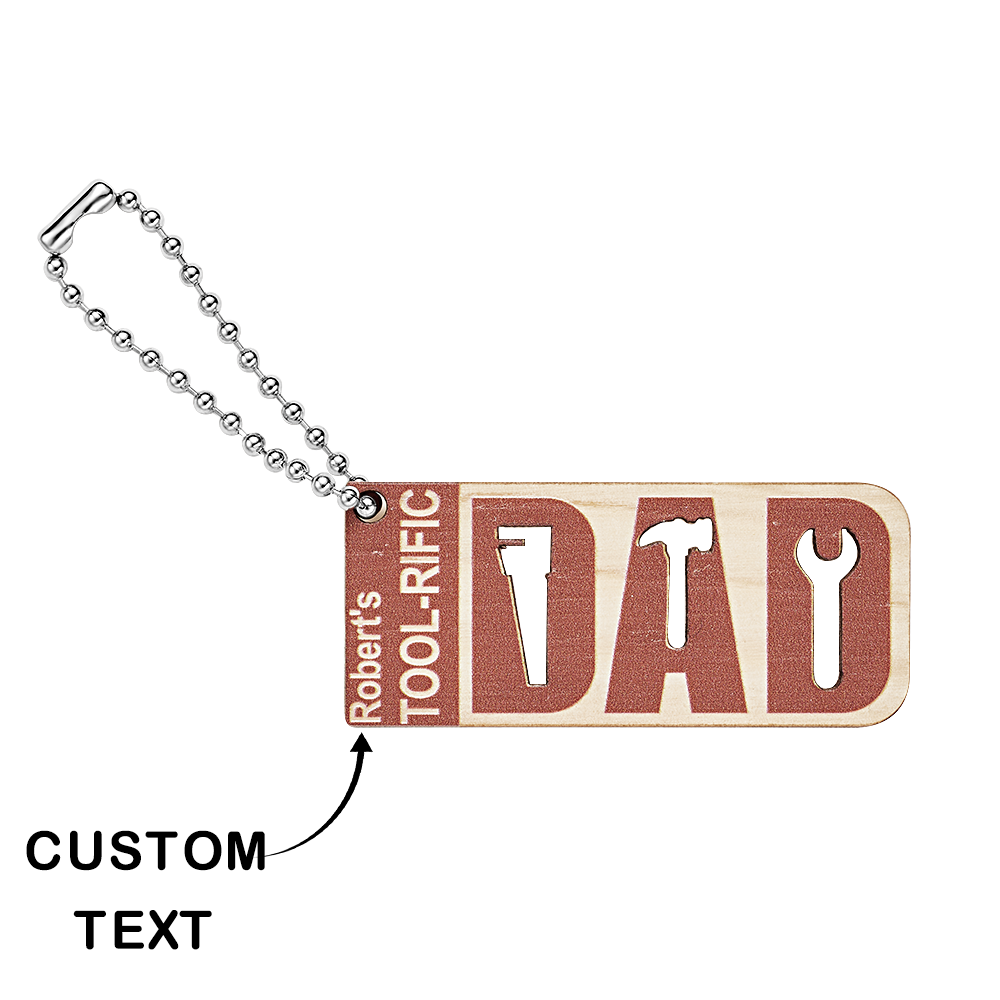 Custom Engraved Keychain with Tool Symbol Gift for Dad - 