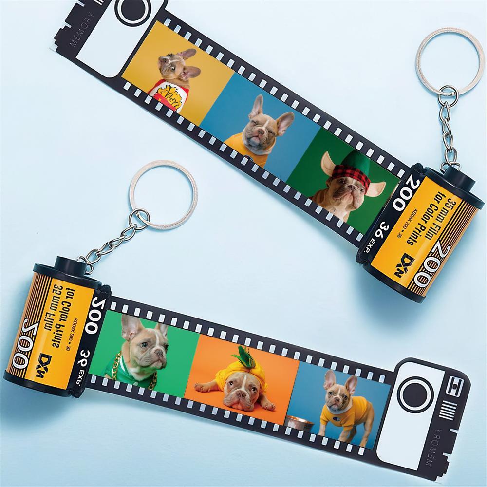 5 Pics Custom Photo Camera Roll Keychain with Pictures Customized Photo Gifts for Pet - 