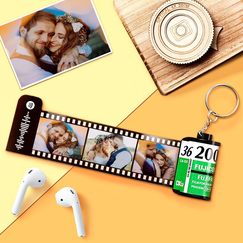 Scannable Spotify Code Film Keychain Spotify Favorite Song Photo Engraved Film Keychain Anniversary Gifts Green Color 10 Pics - 