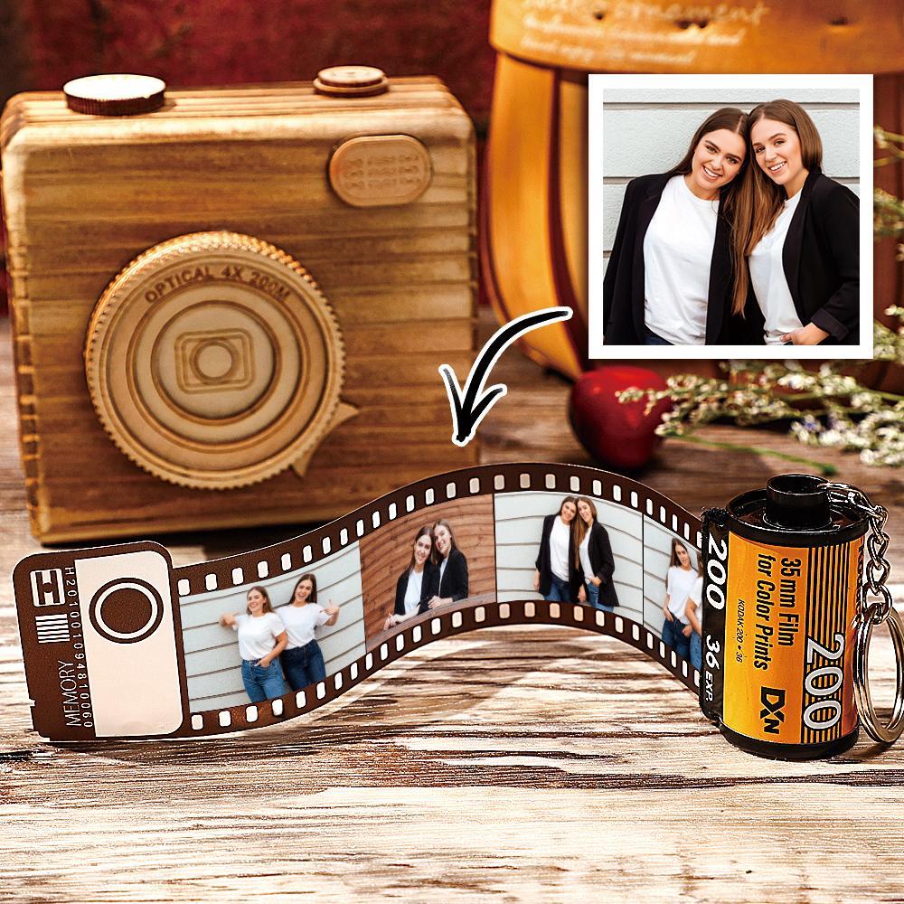 5 Pics Custom Photo Camera Roll Keychain with Pictures Customized Photo Gifts for Friend -