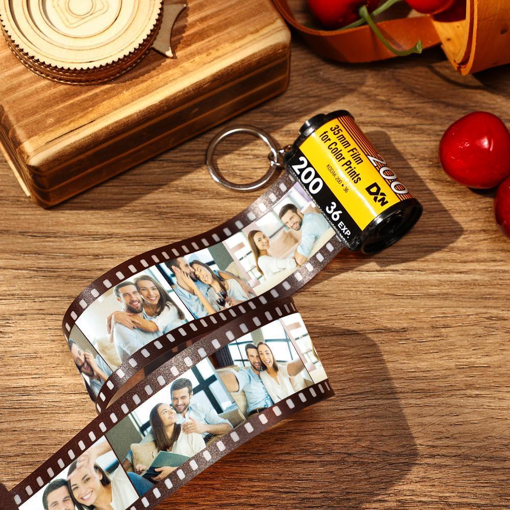 Scannable Spotify Code Film Keychain Spotify Photo Engraved Film Keychain Gifts for Couple's 5 Pics - 