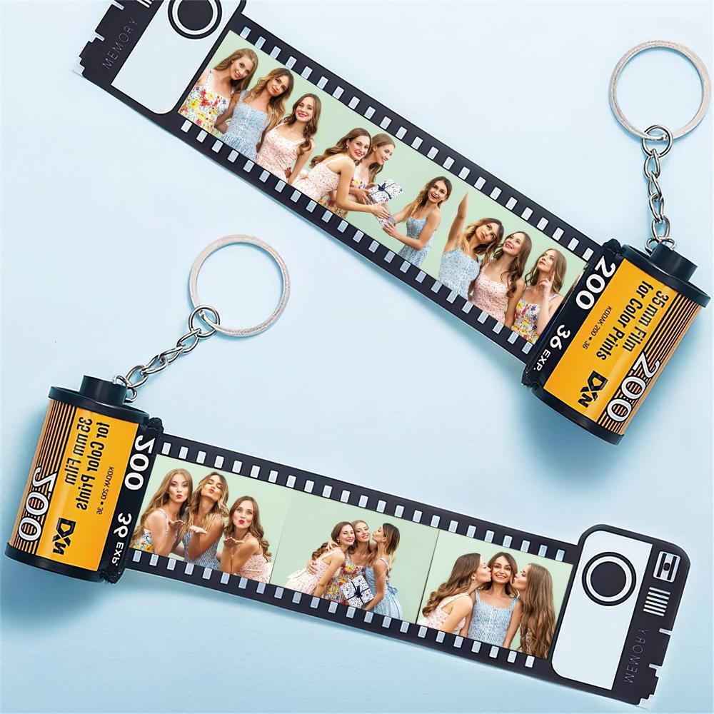 5 Pics Custom Photo Camera Roll Keychain with Pictures Customized Photo Gifts for Friend - 