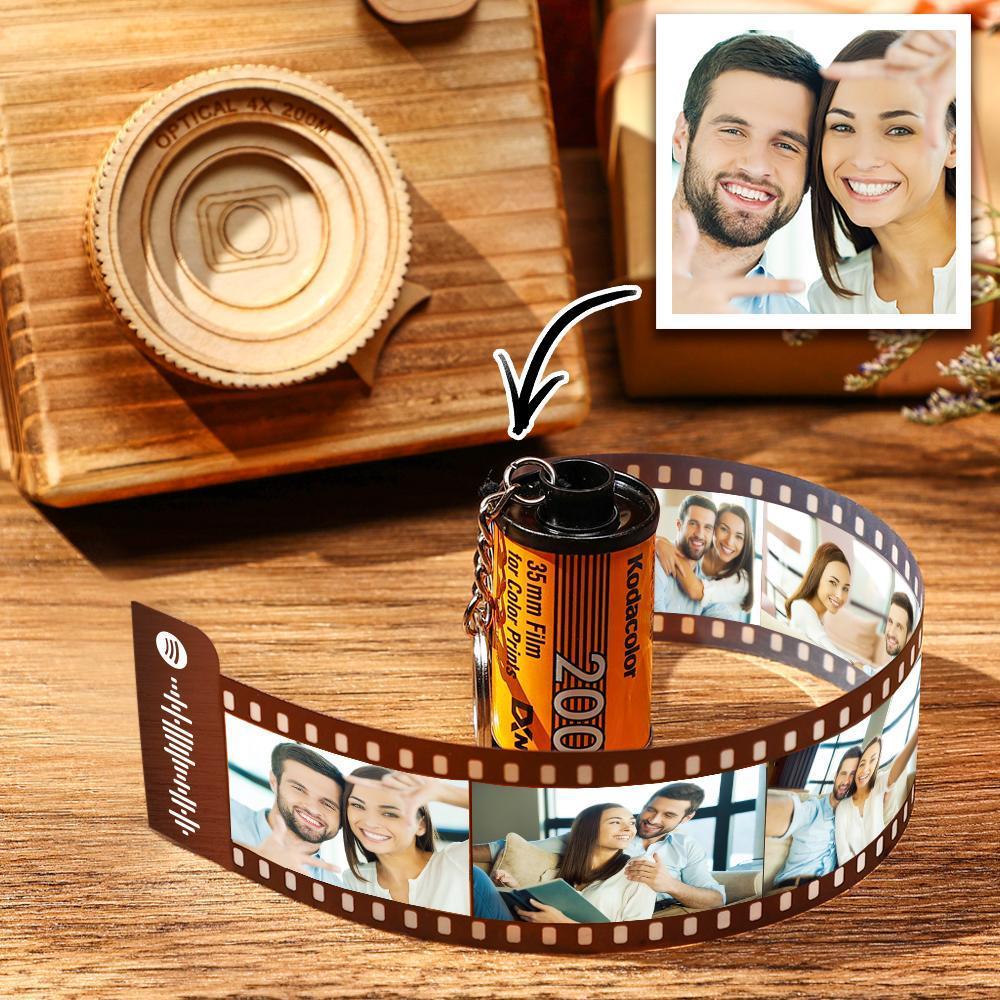 Scannable Spotify Code Film Keychain Spotify Photo Engraved Film Keychain Memorial Gifts 20 Pics - 