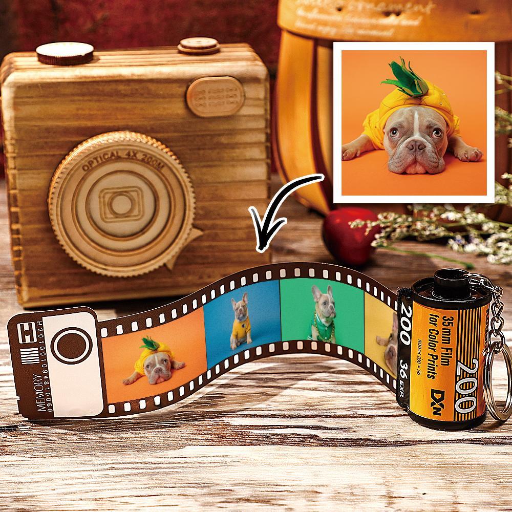 5 Pics Custom Photo Camera Roll Keychain with Pictures Customized Photo Gifts for Pet - 