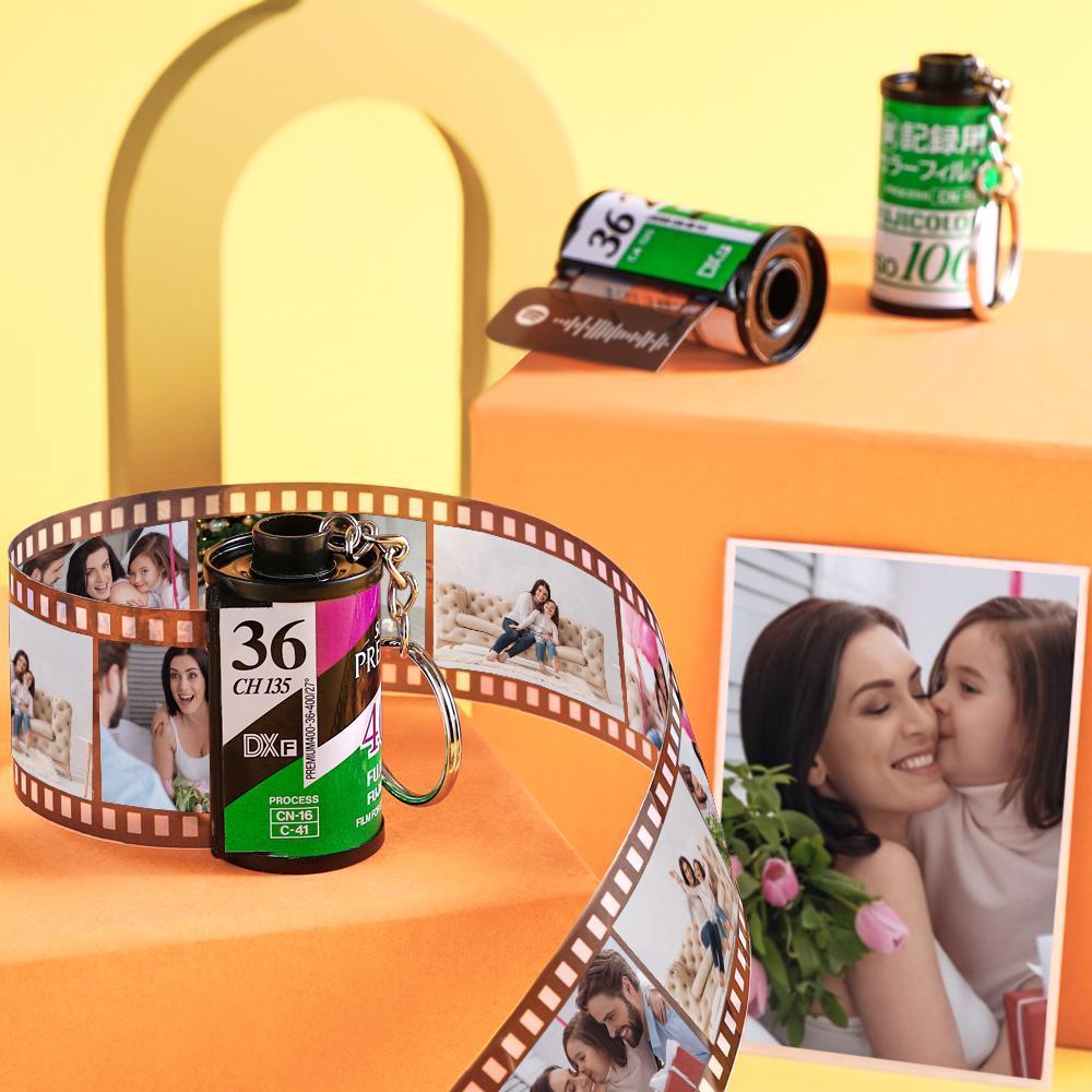 Scannable Spotify Code Film Keychain Spotify Photo Engraved Film Keychain Gifts for Couple's Green 5 Pics - 