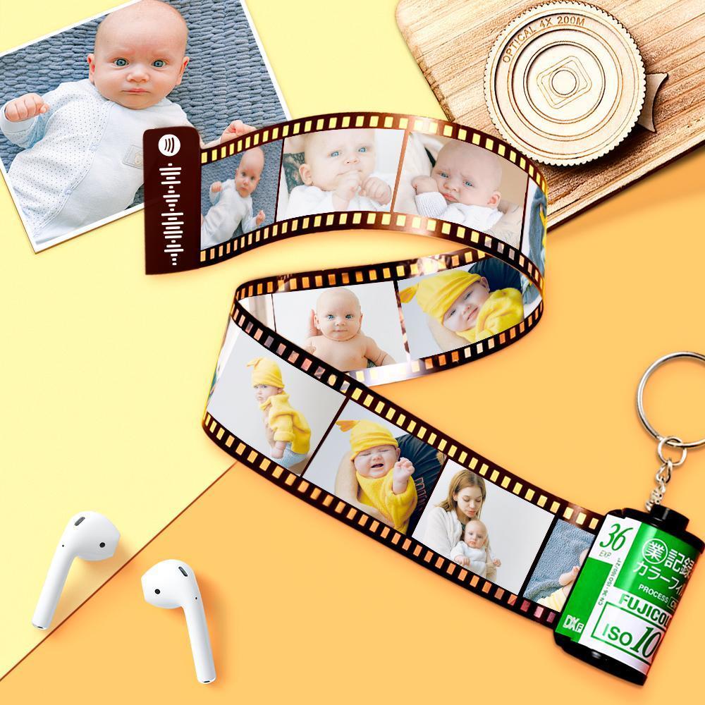 Scannable Spotify Code Film Keychain Spotify Photo Engraved Film Keychain Memorial Gifts Green 20 Pics - 