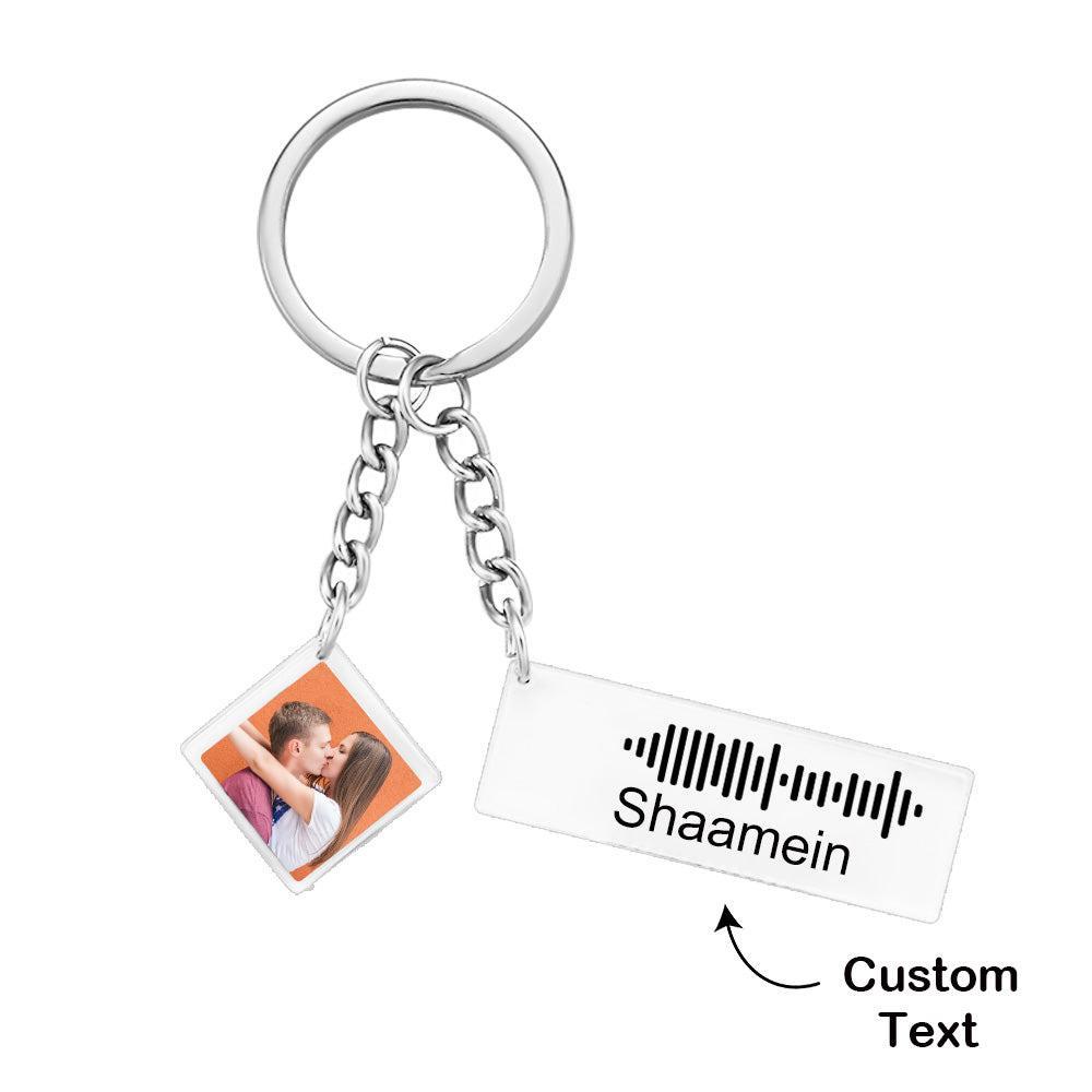 Custom Music Code Keychain Photo Engraved Keychain Gift for Couple - soufeelmy