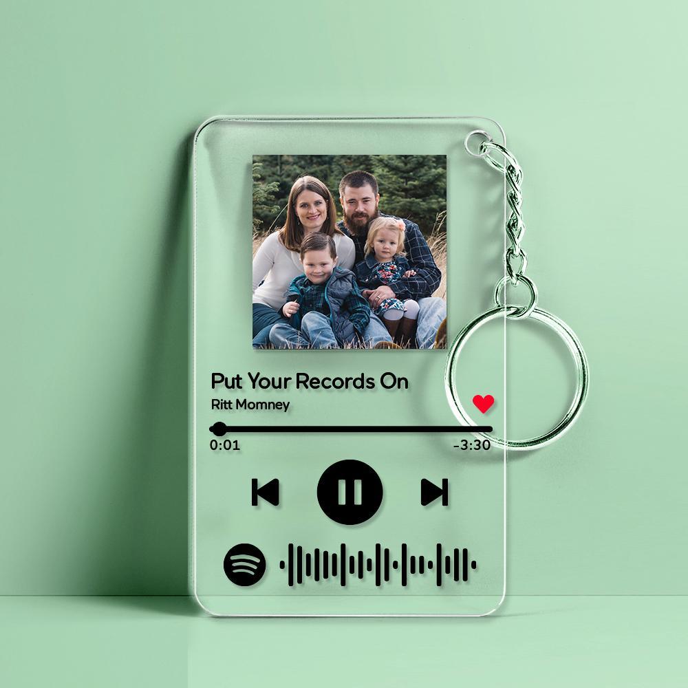 Scannable Spotify Code Plaque Keychain Music and Photo Acrylic Family Gifts - 