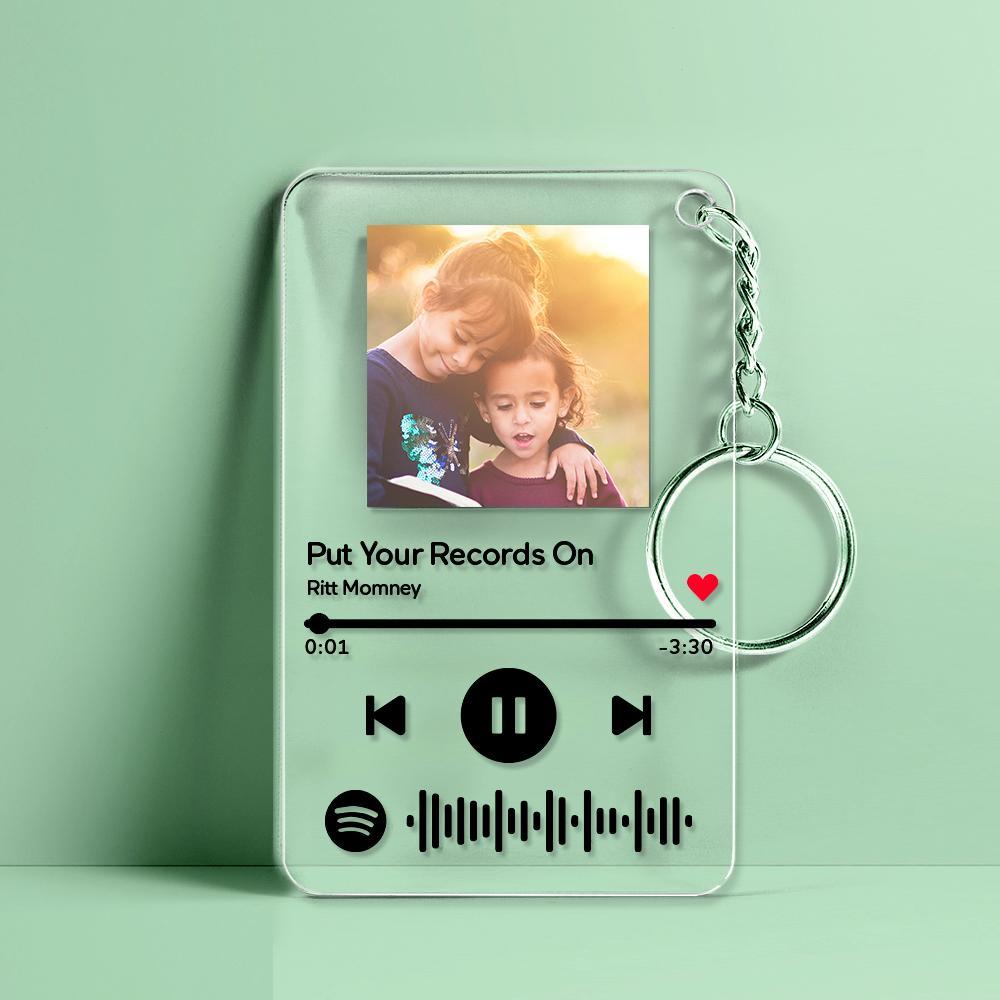 Scannable Spotify Code Plaque Keychain Music and Photo Acrylic Souvenirs for Kids - 