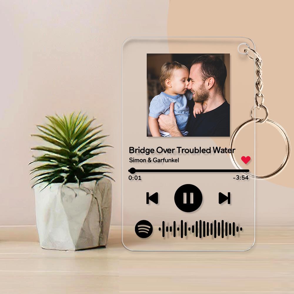 Scannable Spotify Code Plaque Keychain Music and Photo Acrylic Souvenirs For Father - soufeelmy