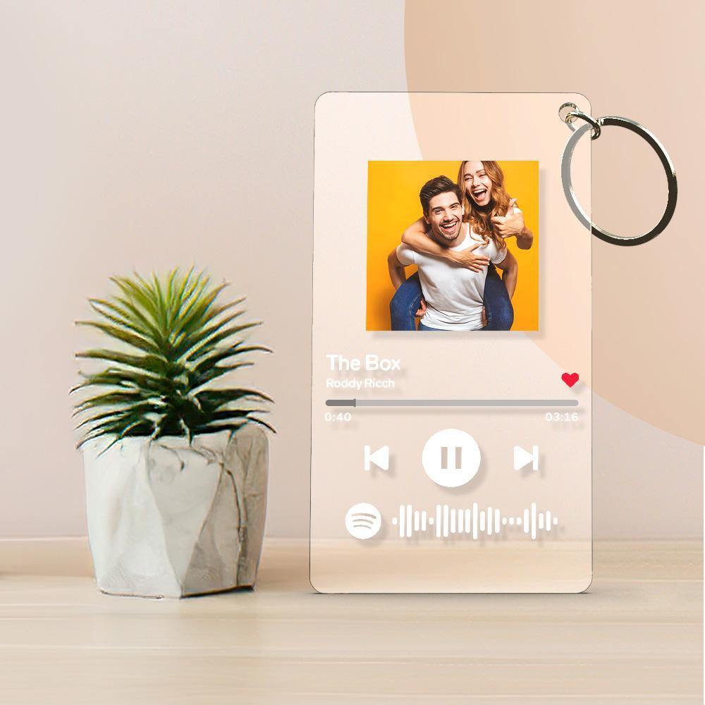 Scannable Spotify Code Plaque Keychain Music and Photo Acrylic, Song Keychain Gifts 2.1in*3.4in (5.4*8.6cm) Gifts for Employees