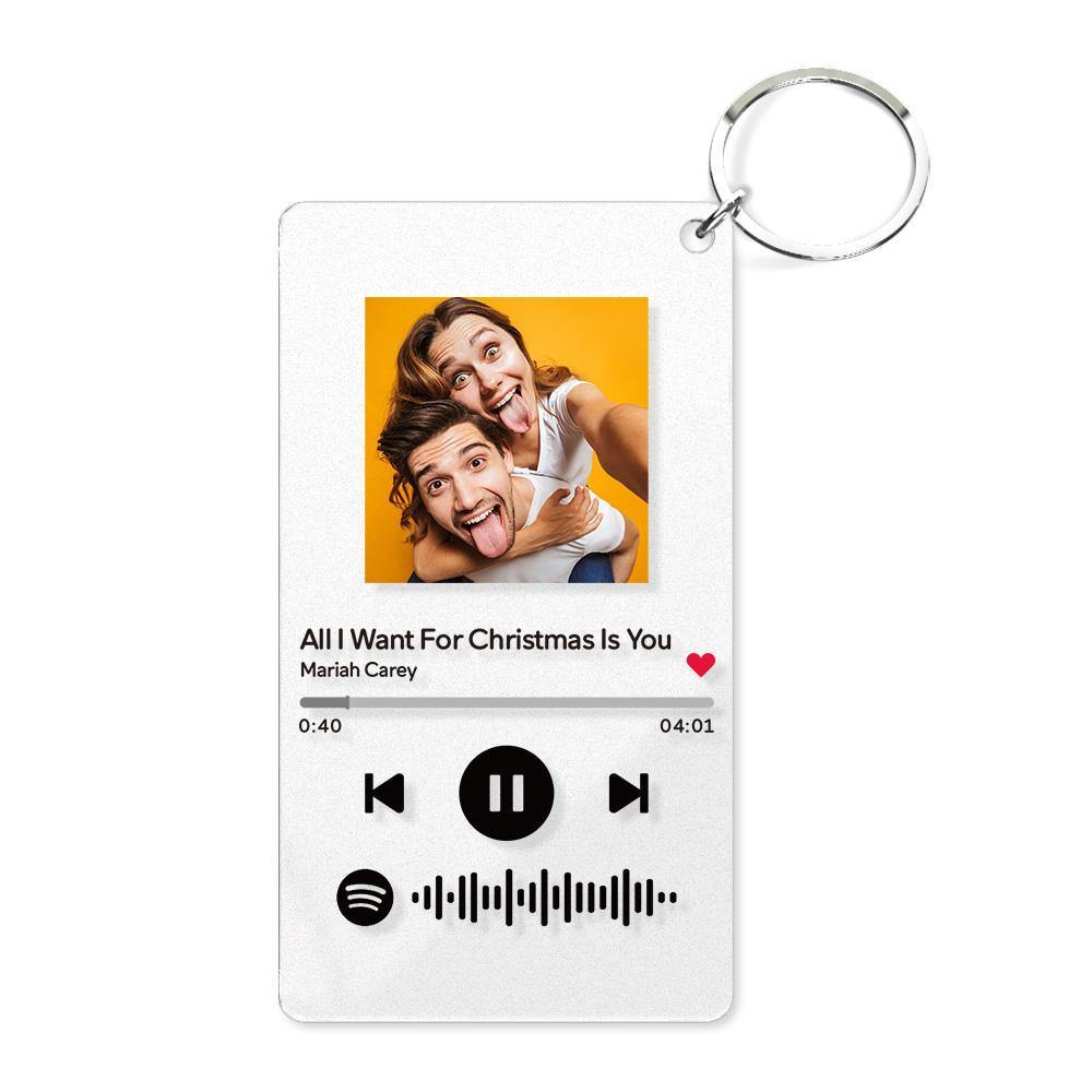Scannable Spotify Code Plaque Keychain Music and Photo Acrylic, Song Keychain Gifts 2.1in*3.4in (5.4*8.6cm) Gifts for Employees