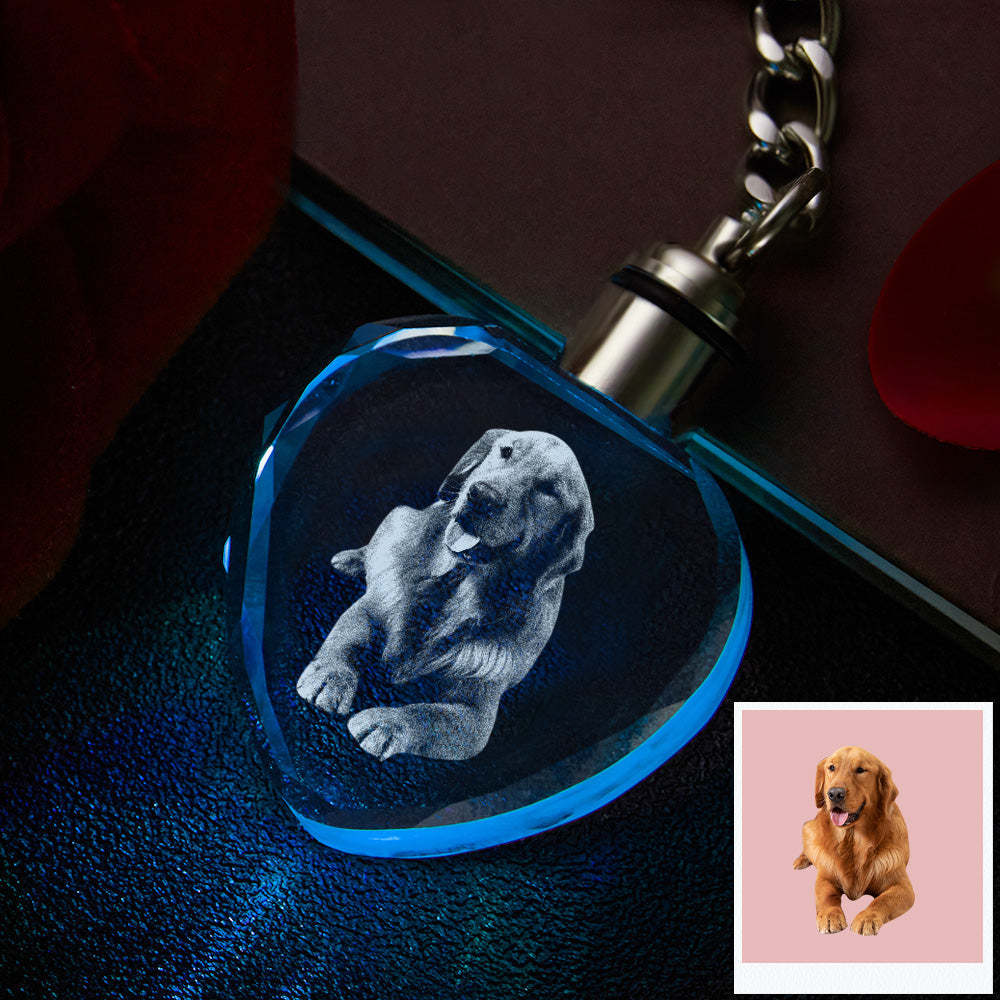 Custom Photo Crystal Keychain Pet Keepake Crystal Keychain  Heart Shape Photo Keychain - 