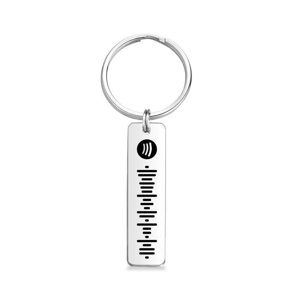 Spotify Code Keychain, Custom Scannable Engraved Custom Music, Song Keychain Gifts for Him Silver Color