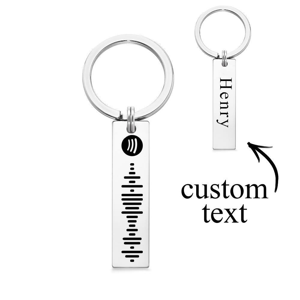 Scannable Spotify Code Keychain, Custom Engraved Music Song Keychains Sliver