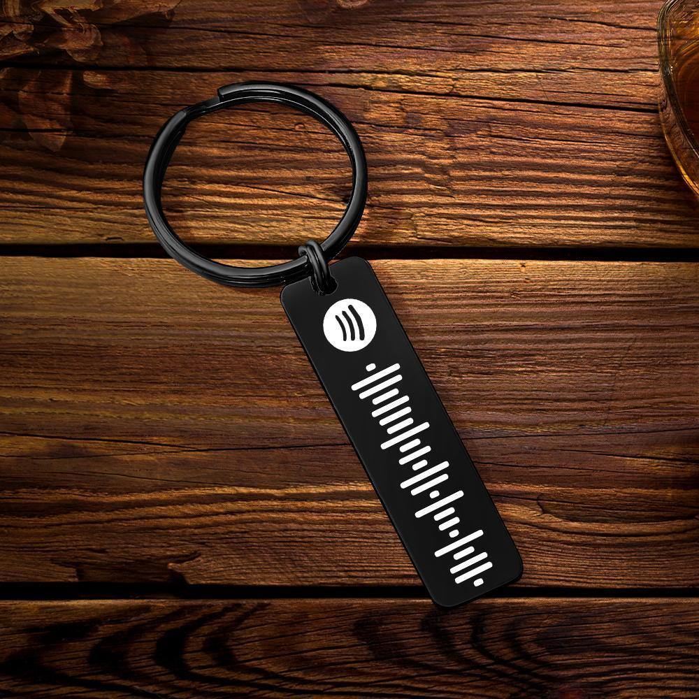 Scannable Spotify Code Keychain, Custom Music Song Keychains Black