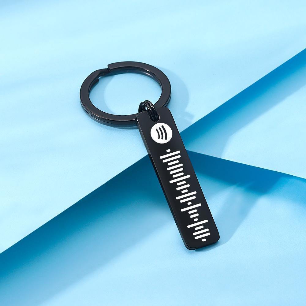 Scannable Spotify Code Keychain, Custom Music Song Keychains Black