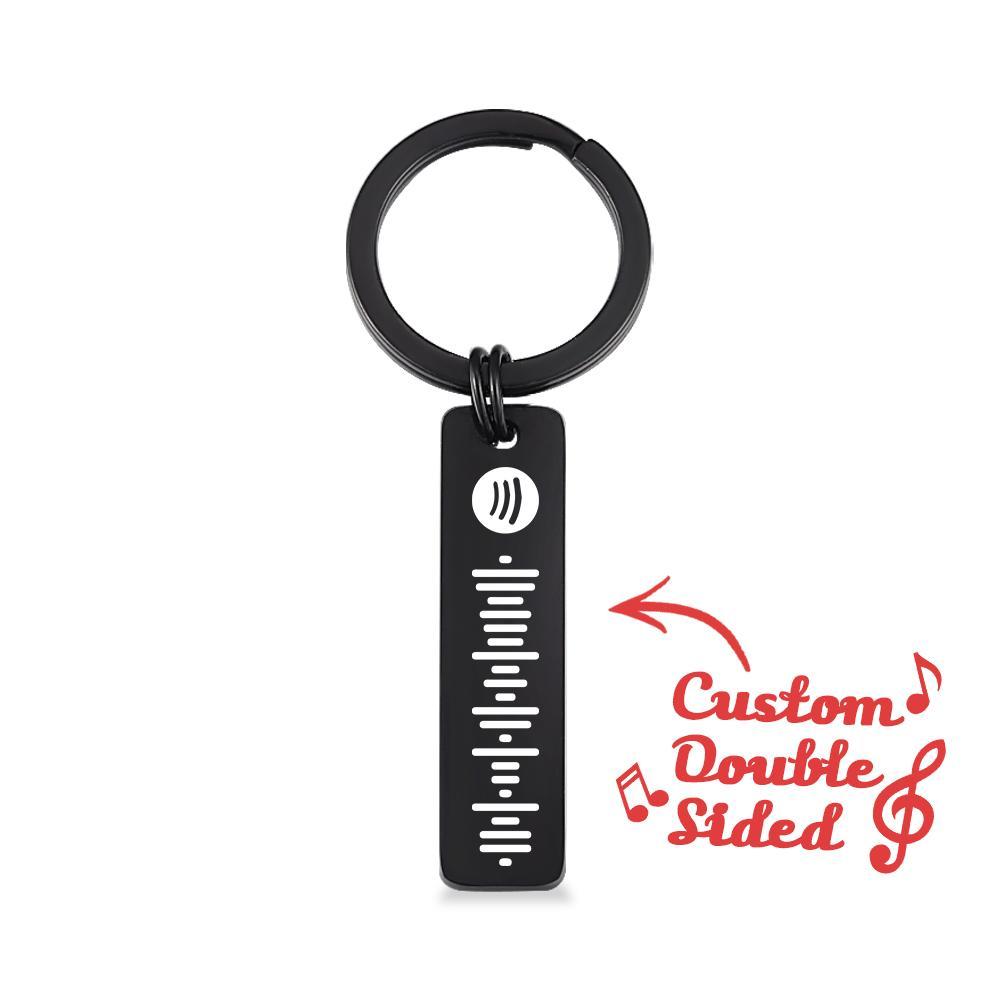 Scannable Spotify Code Keychain, Custom Music Song Keychains Black Double Sided - 