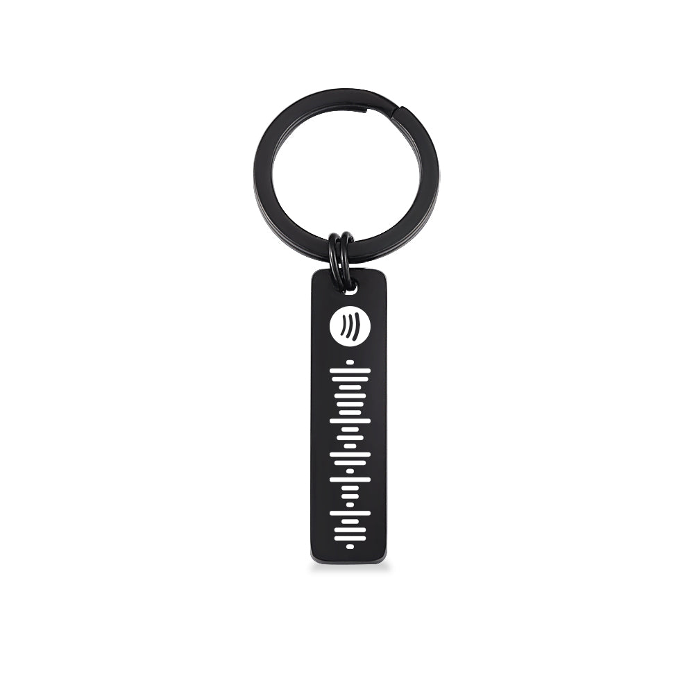 Scannable Spotify Code Keychain, Custom Music Song Keychains Black Double Sided - 
