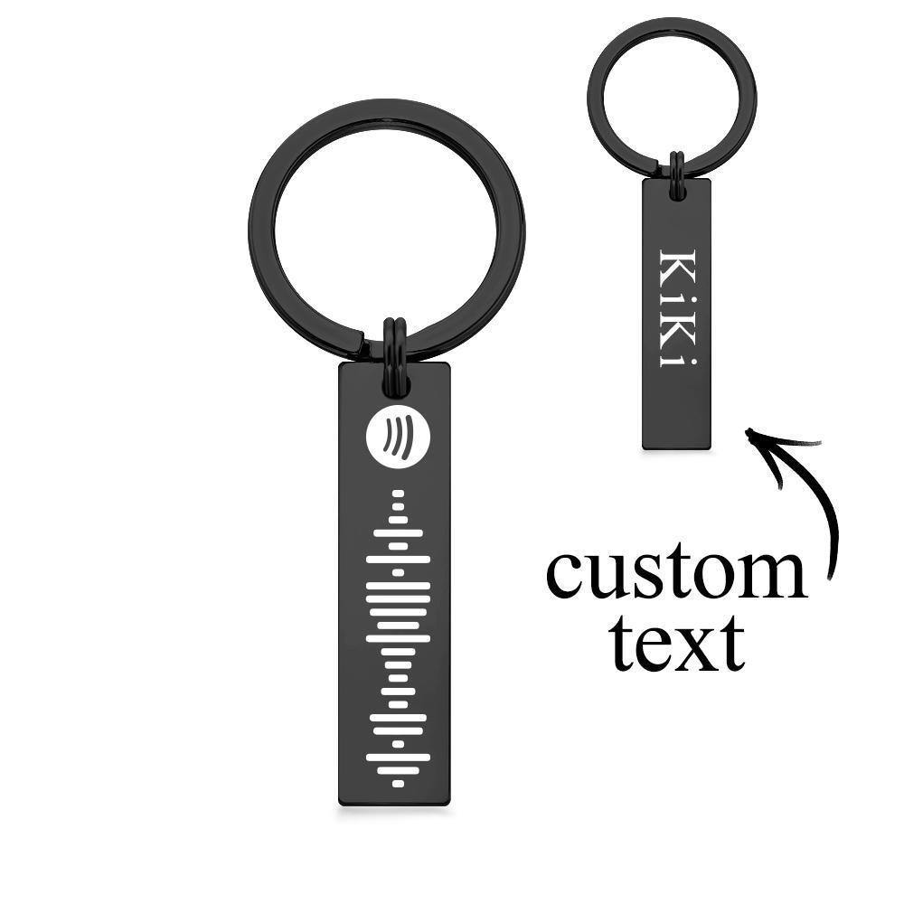 Scannable Spotify Code Keychain, Custom Engraved Music Song Keychains Black