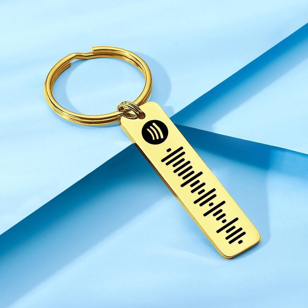 Custom Scannable Spotify Code Keychain, Engraved Custom Music, Song Keychain Gifts for Him  Golden Color