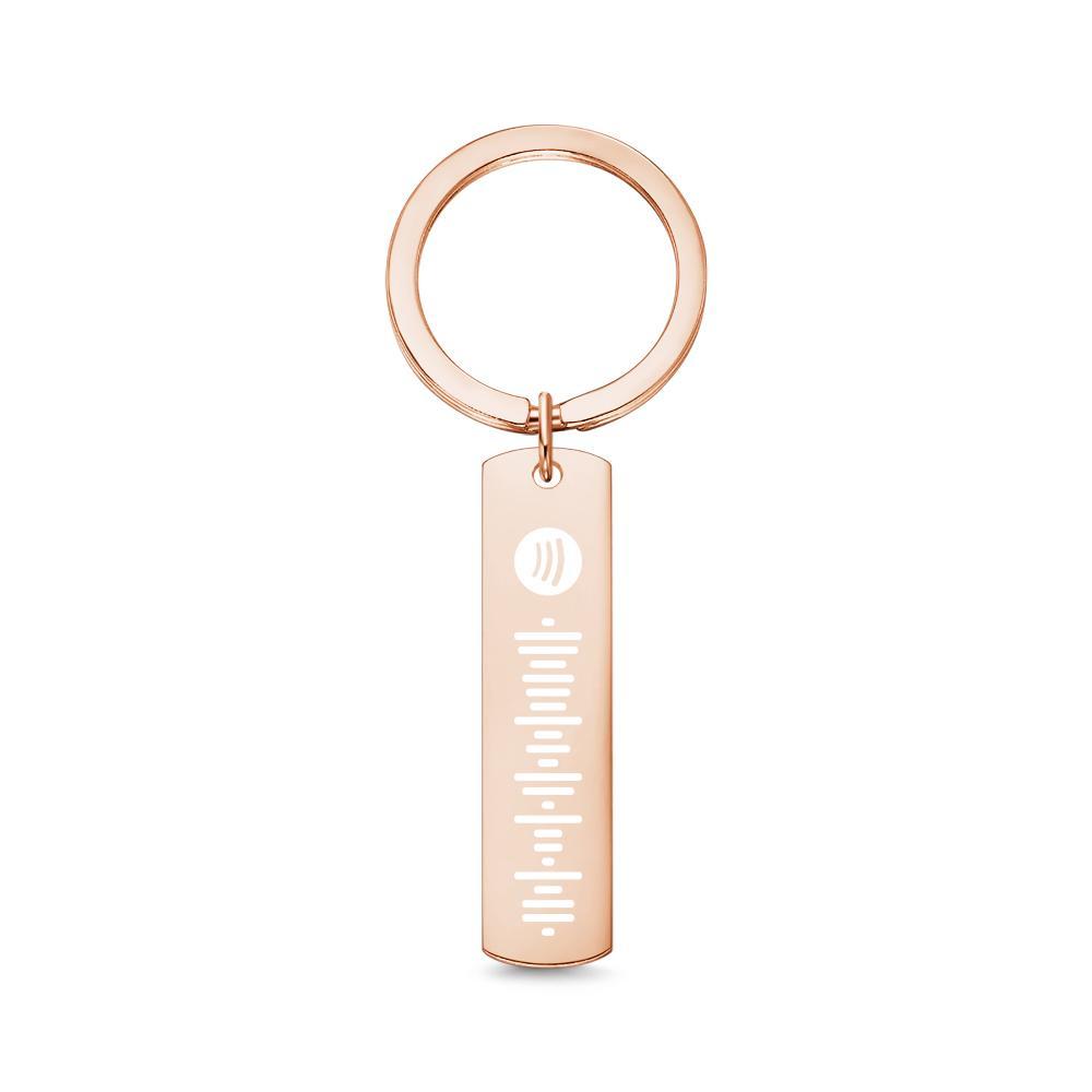 Scannable Custom Spotify Code Keychain Engraved Music Song Keychain Memorial Gifts Rose Gold Color - 